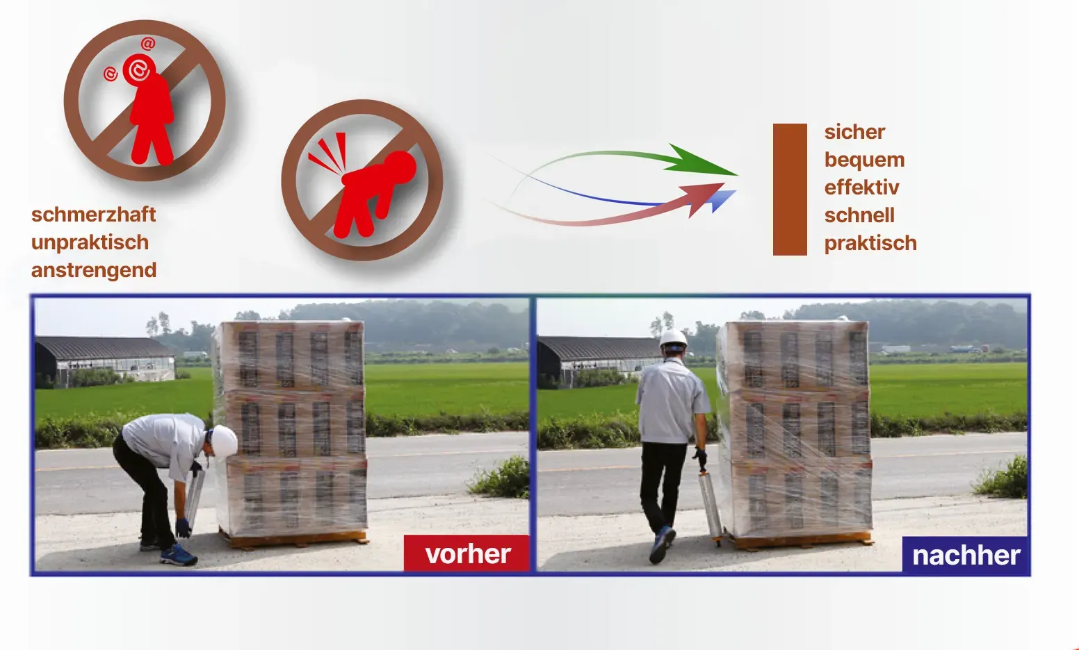 Stretchfolie Stababroller in Anwendung Stababroller in Anwendung