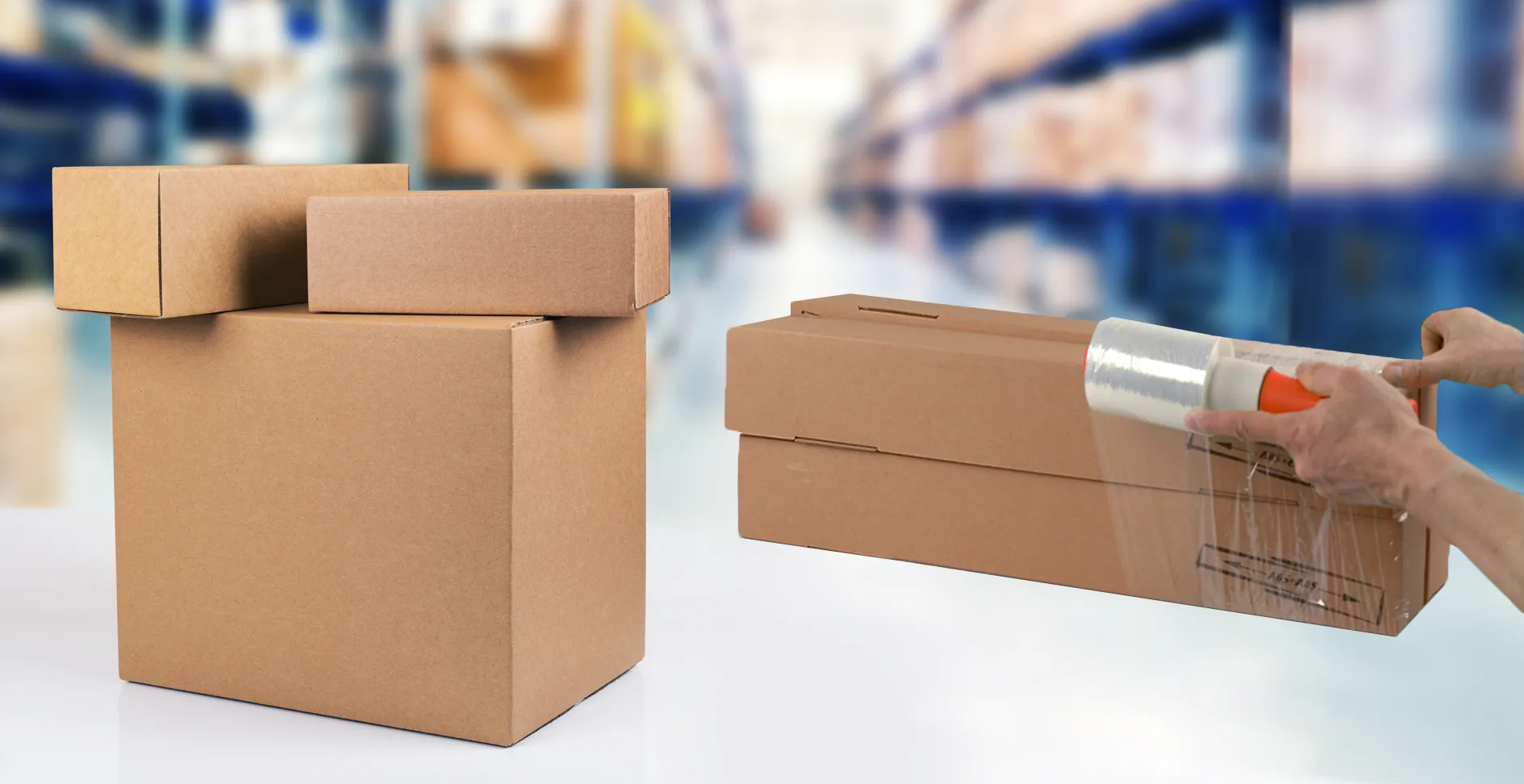 Mini-Stretchfolie zum Fixieren von langen Gegenständen Mini-Stretchfolie in Anwendung