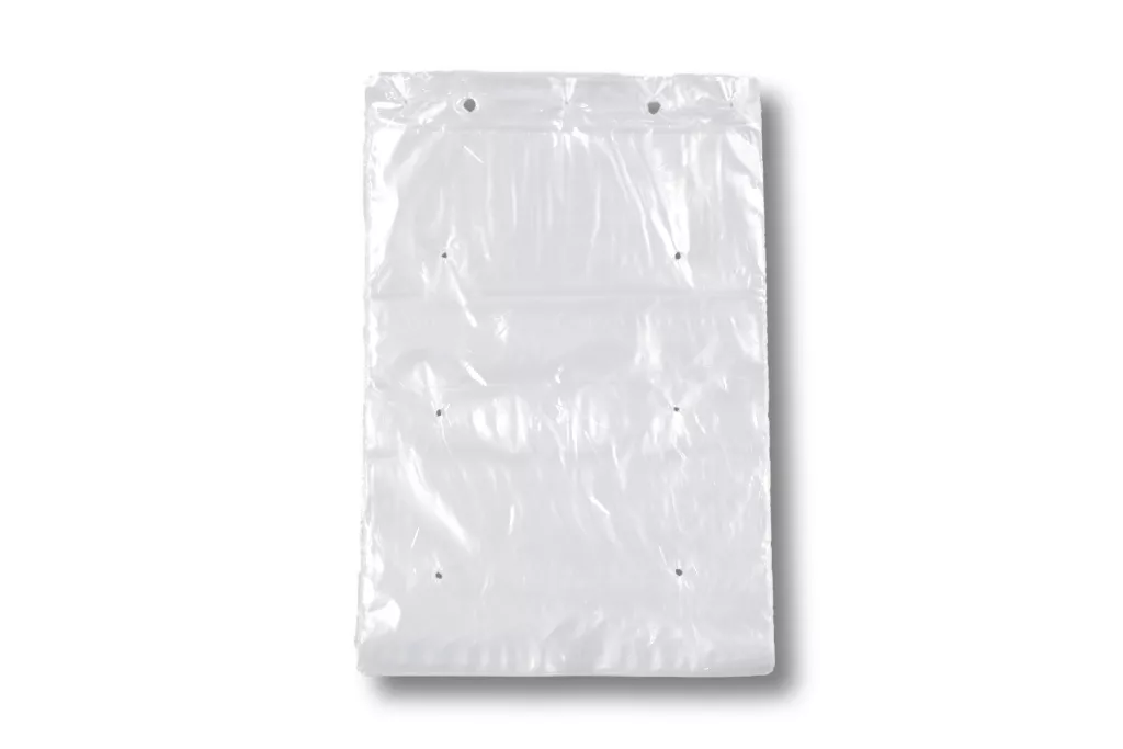 LDPE-Abreißbeutel, 250 x 350 + 30 mm, 20 µ, geblockt, gelocht 