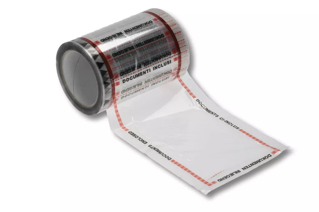 Adressenschutzfilm, 150 mm / 66 m, Arcylat Kleber, bedruckt Adressenschutzfilm, 150 mm / 66 m, Arcylat Kleber, bedruckt