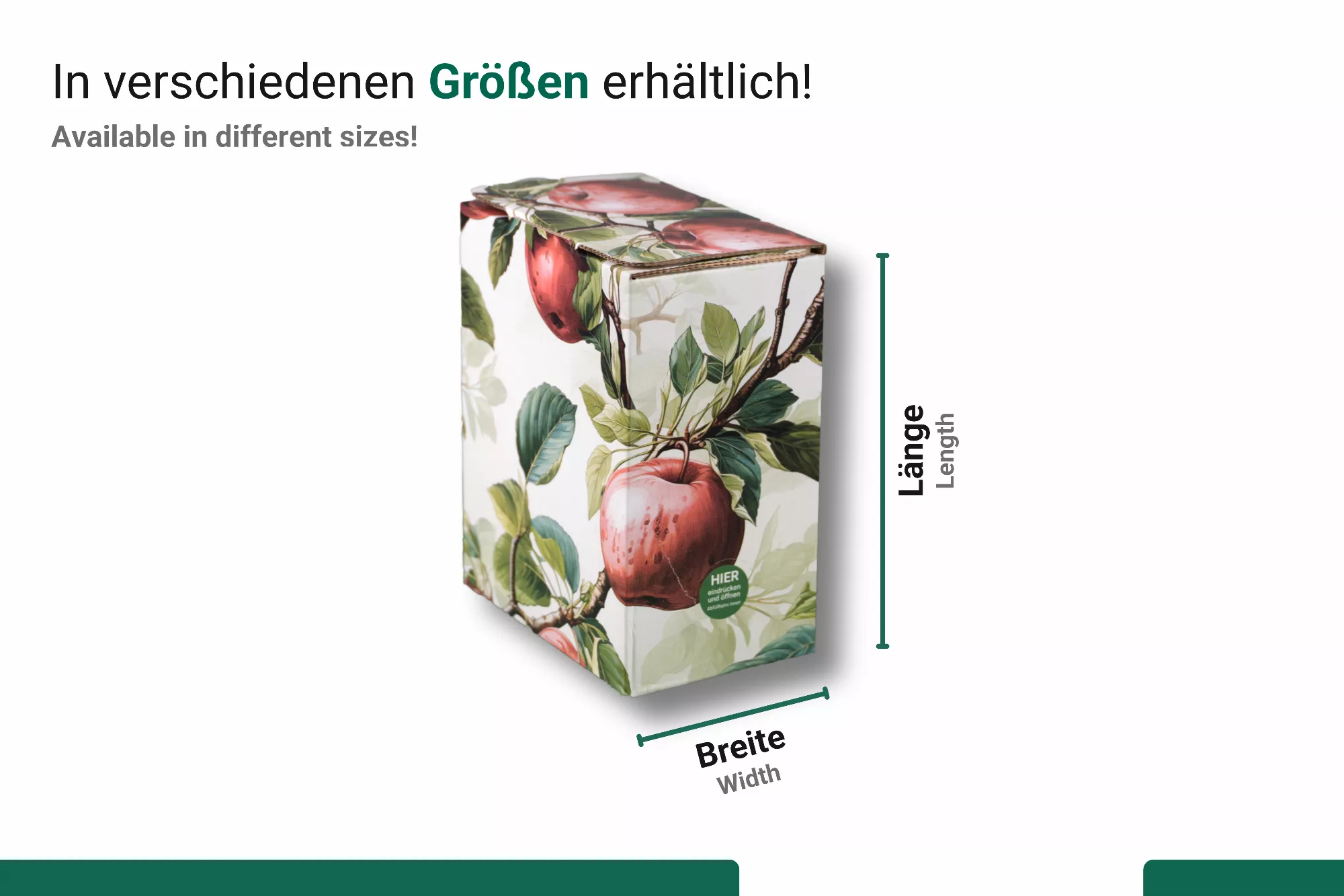 Bag in Box - Karton "rote Äpfel" 3 Liter, seitl. Auslass Bag in Box - Karton "rote Äpfel" 3 Liter, seitl. Auslass