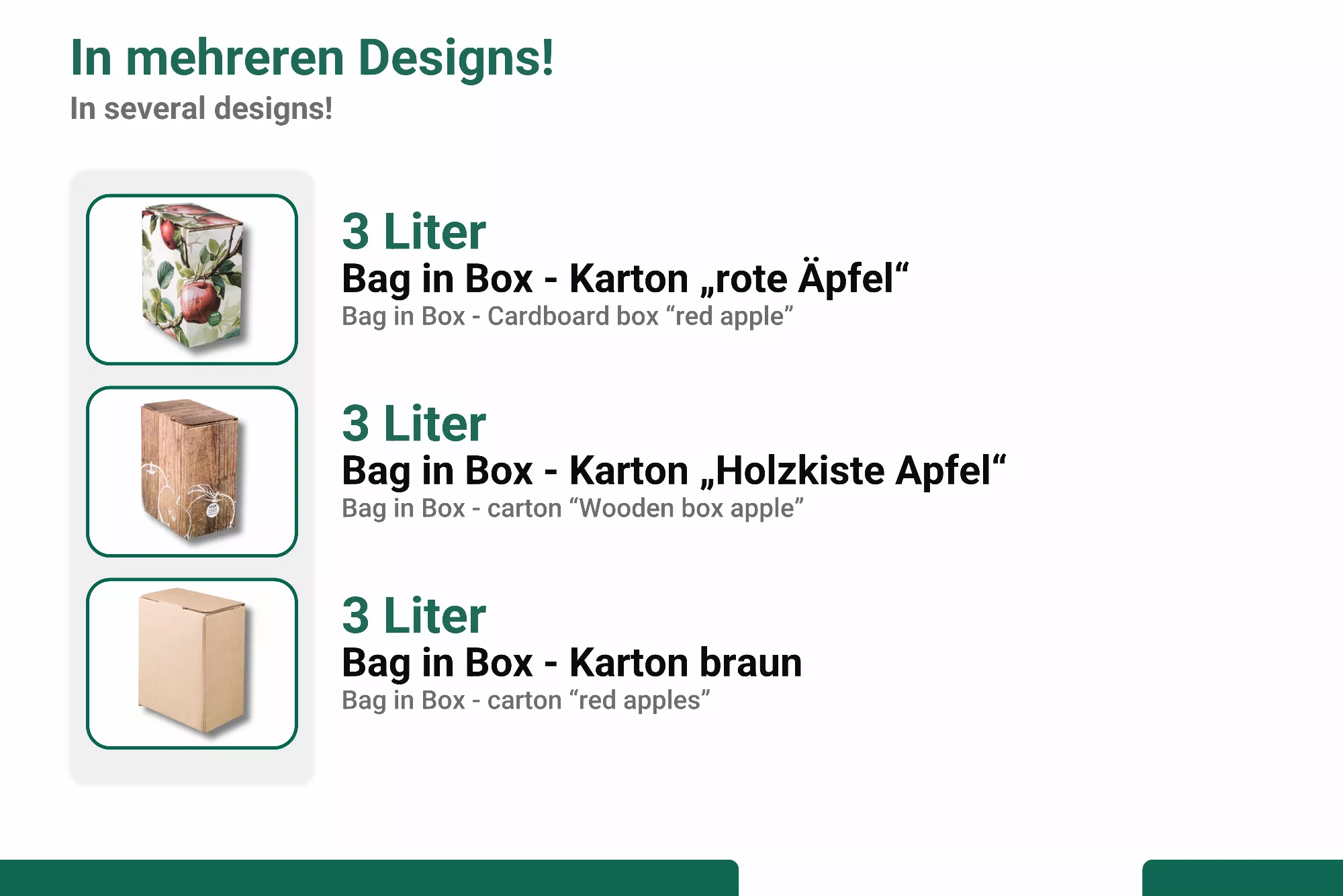 Bag in Box - Karton "rote Äpfel" 3 Liter, seitl. Auslass Bag in Box - Karton "rote Äpfel" 3 Liter, seitl. Auslass