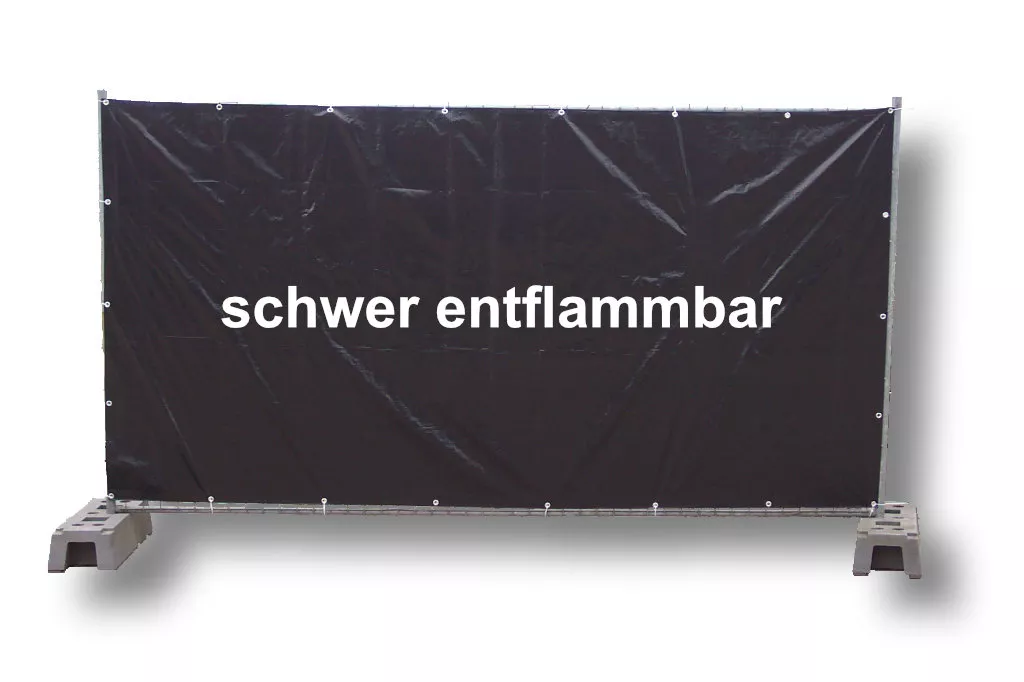 Bauzaunplane, schwer entflammbar, schwarz 1,76 x 3,41 m