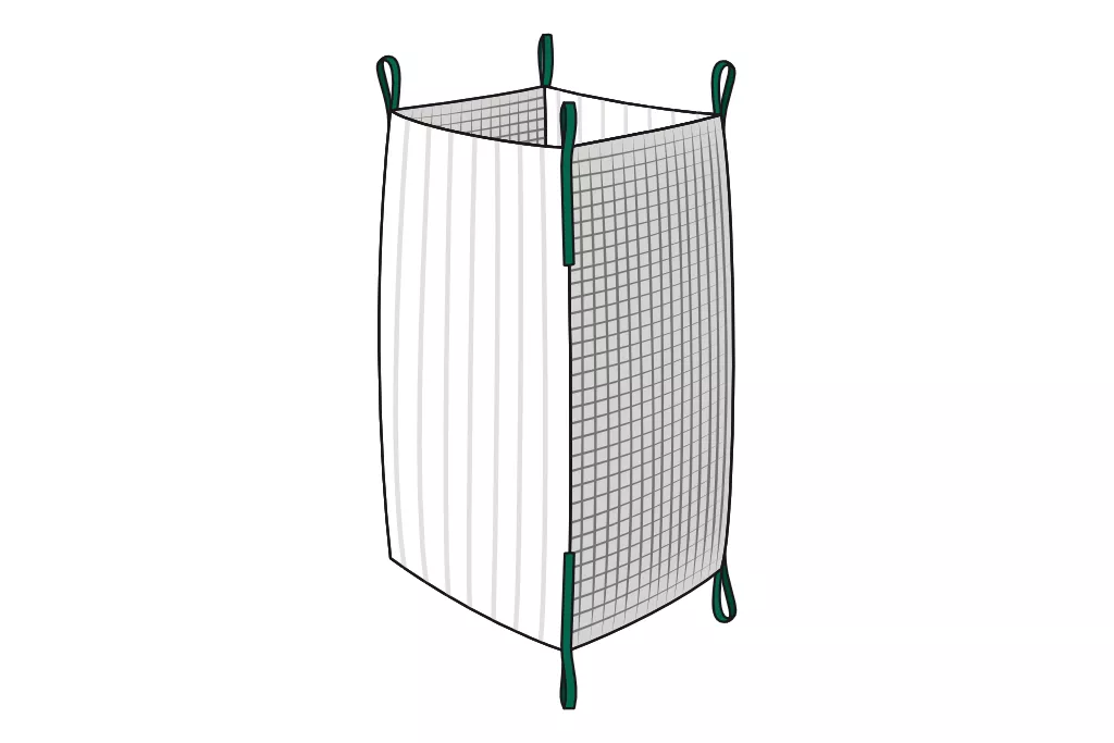 Big Bag Holz, 100 x 100 x 120 cm, Standard Classic, Netz + Ventilationsstreifen Big Bag Holz, 100 x 100 x 120 cm, Standard Classic, Netz + Ventilationsstreifen
