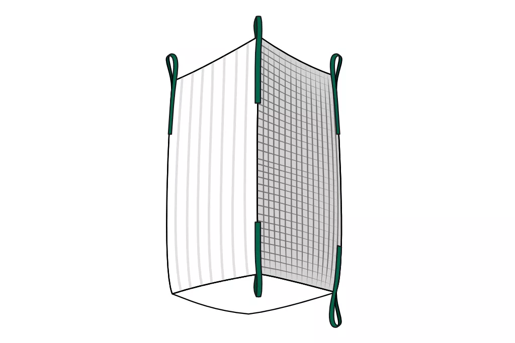 Big Bag Holz, 100 x 100 x 120 cm, Standard Classic, Netz + Ventilationsstreifen Big Bag Holz, 100 x 100 x 120 cm, Standard Classic, Netz + Ventilationsstreifen
