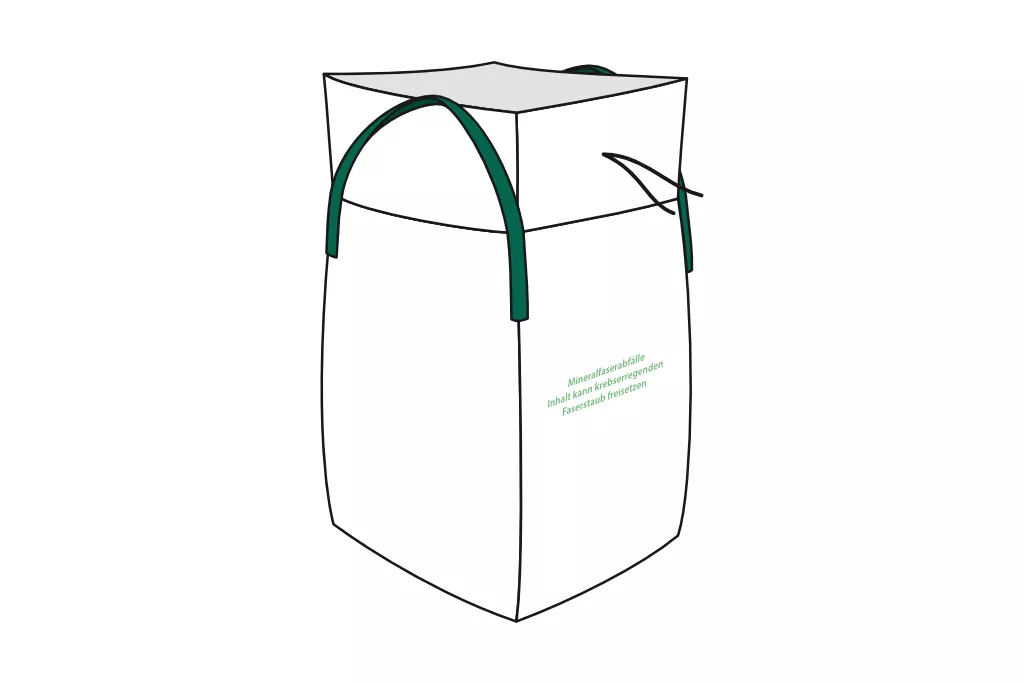 Big Bag Mineralwolle KMF, 90 x 90 x 120 cm, 2 Hebeschlaufen Big Bag Mineralwolle KMF, 90 x 90 x 120 cm, 2 Hebeschlaufen