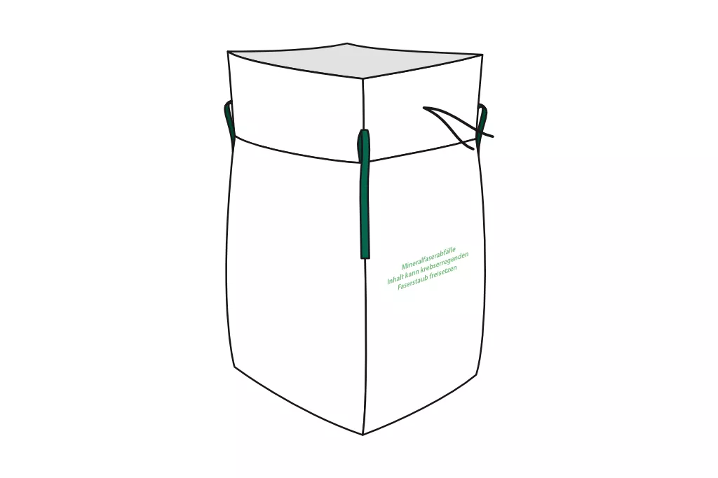 Big Bag Mineralwolle KMF, 125 x 125 x 150 cm, 4 Hebeschlaufen Big Bag Mineralwolle KMF, 125 x 125 x 150 cm, 4 Hebeschlaufen