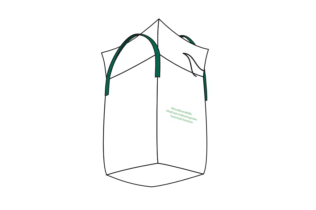 Big Bag Mineralwolle KMF, 90 x 90 x 120 cm, 2 Hebeschlaufen Big Bag Mineralwolle KMF, 90 x 90 x 120 cm, 2 Hebeschlaufen