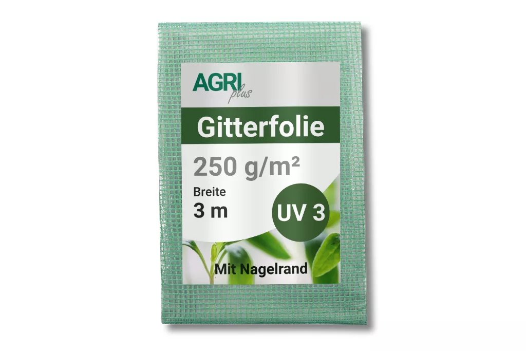 Gitterfolie, 3 x 1 m, 250 g, grün, mit Nagelrand Gitterfolie, 3 x 1 m, 250 g, grün, mit Nagelrand