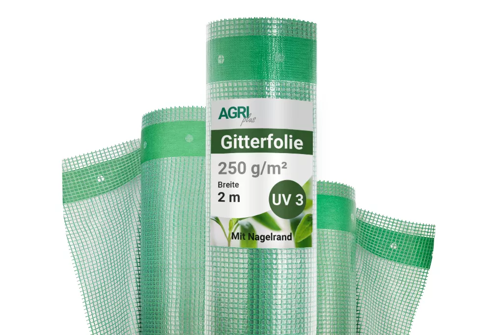 Gitterfolie, 2 x 25 m, 250 g, grün, mit Nagelrand Gitterfolie, 2 x 25 m, 250 g, grün, mit Nagelrand