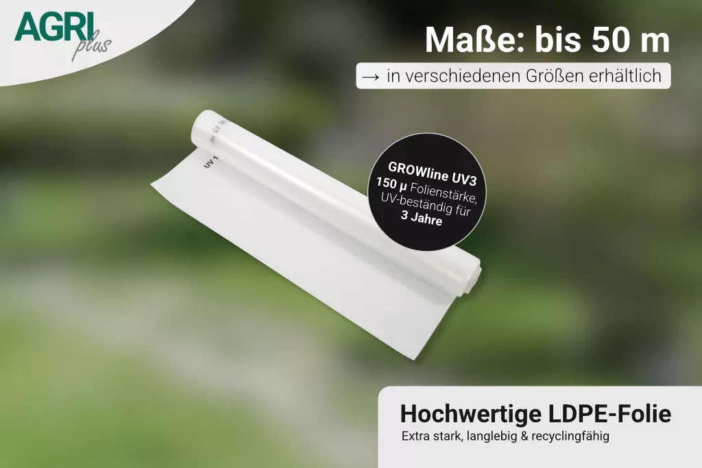 AGRIplus Gewächshausfolie GROWline UV3, 4 m breit, 150µ AGRIplus Gewächshausfolie GROWline UV3, 4 m breit, 150µ