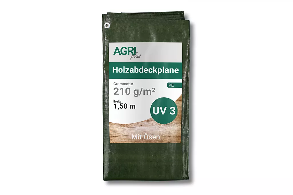 Holzabdeckplane mit Ösen 1,50 x 10 m, 210 g/m²