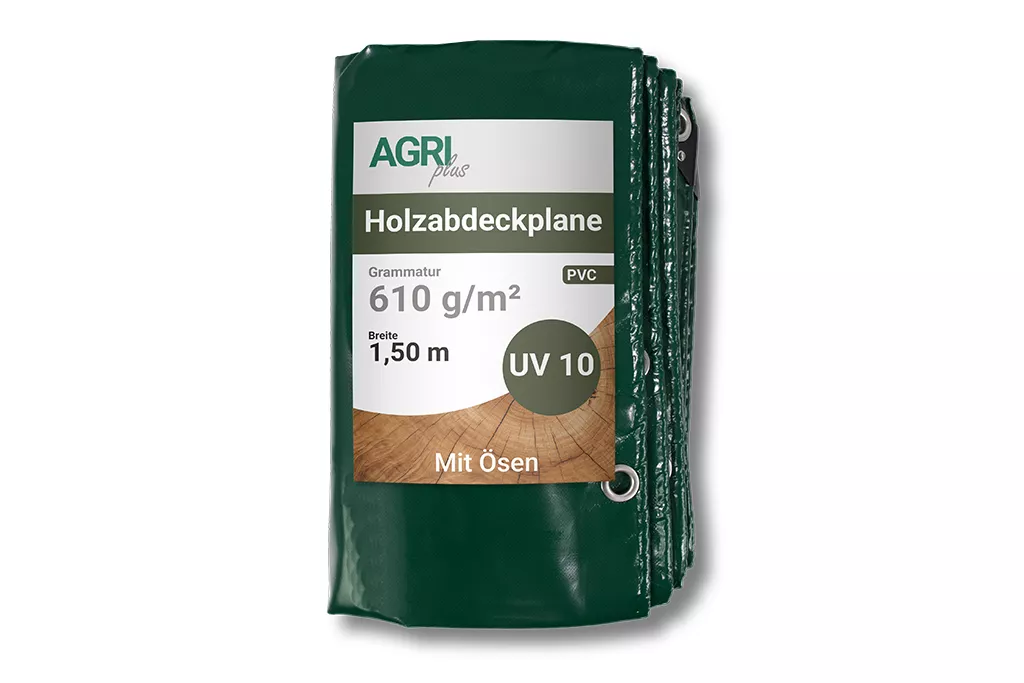 Holzabdeckplane mit Ösen 1,50 x 10 m, 610 g/m²