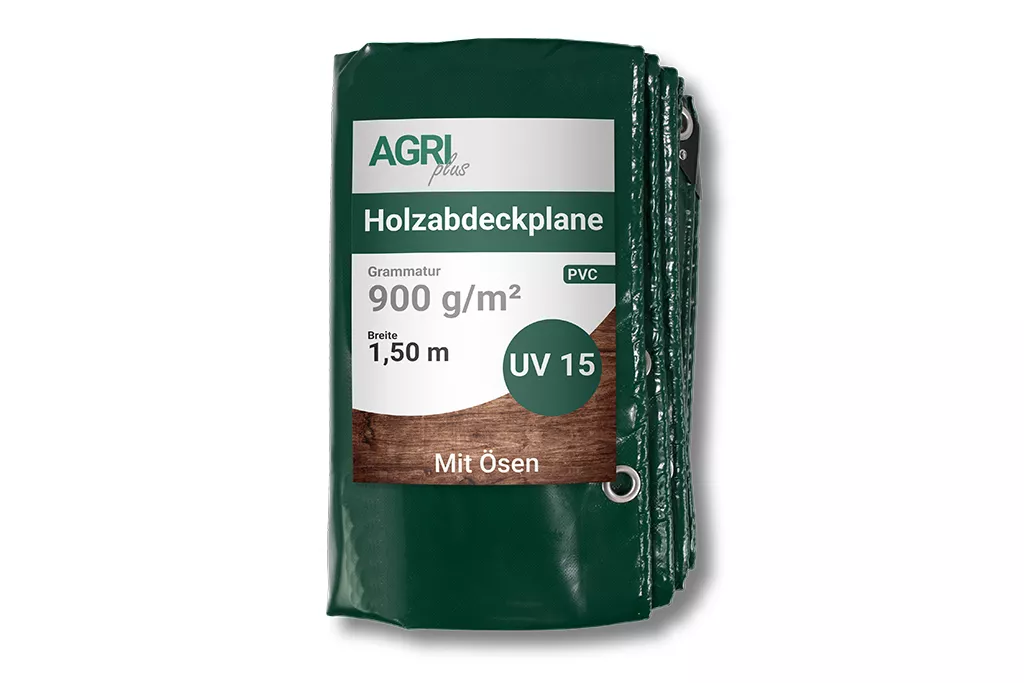 Holzabdeckplane mit Ösen 1,50 x 10 m, 900 g/m²