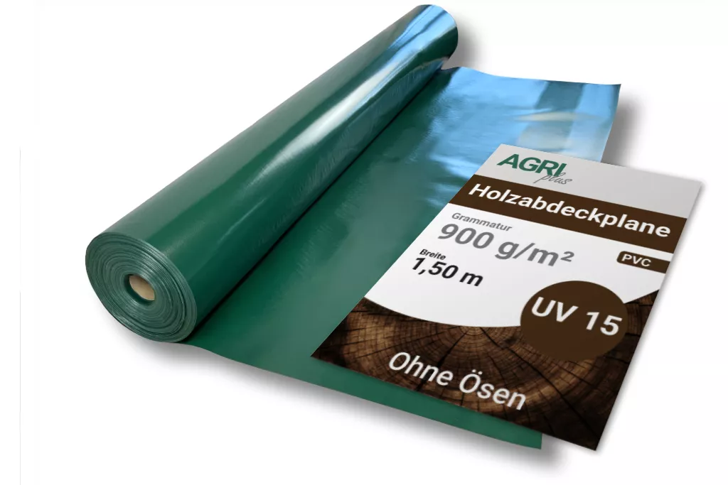 Holzabdeckplane ohne Ösen 1,50 x 10 m, 900 g/m²