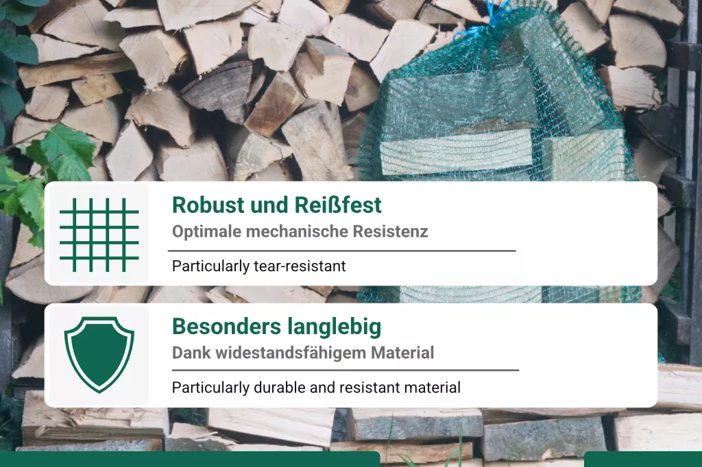 Holzsäcke / Raschelsäcke für Brennholz, dunkelgrün, 60 x 80 cm Holzsäcke / Raschelsäcke für Brennholz, dunkelgrün, 60 x 80 cm