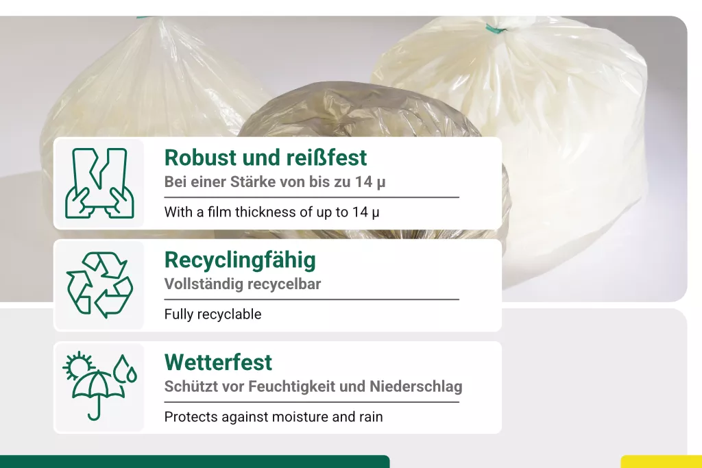 Müllbeutel, 70 Liter, weiß, 14 my, 630 mm x 850 mm, Premium Müllbeutel, 70 Liter, weiß, 14 my, 630 mm x 850 mm, Premium