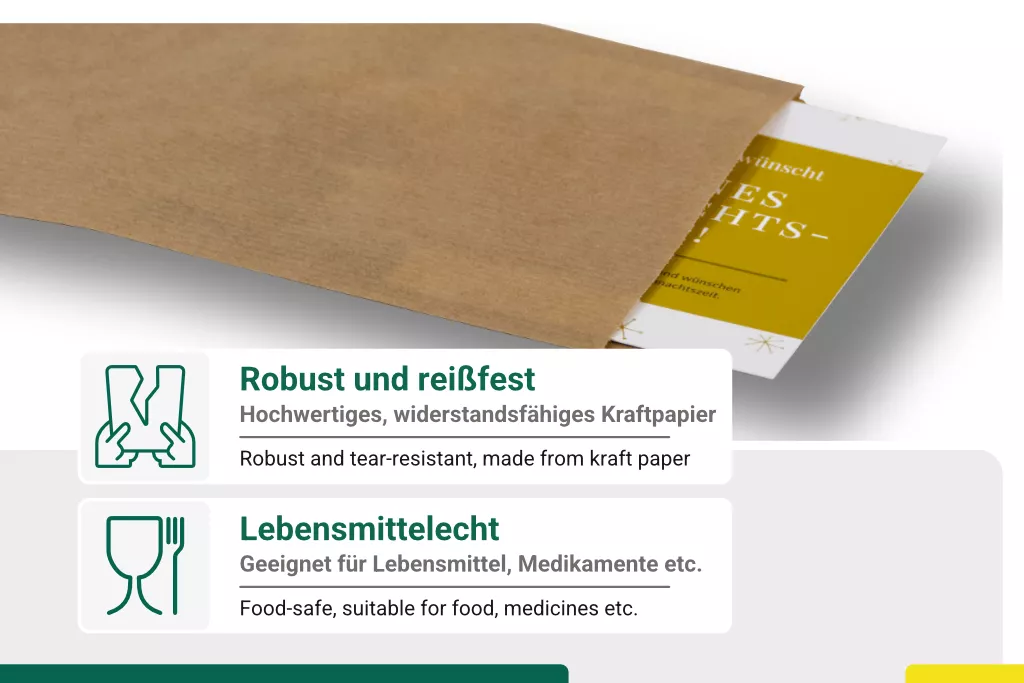 Papierbeutel, braun, 40 g/m², 220 x 320 + 20 mm Papierbeutel, braun, 40 g/m², 220 x 320 + 20 mm