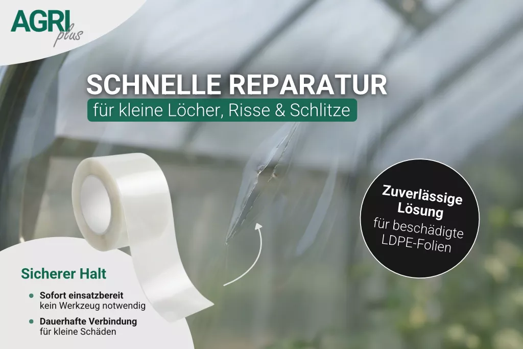 AGRIplus Gewächshausfolie UV5, 10 x 25 m, 200µ, inkl. Reparaturband AGRIplus Gewächshausfolie UV5, 10 x 25 m, 200µ, inkl. Reparaturband
