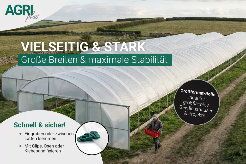 AGRIplus Gewächshausfolie UV5, 10 m breit, 200µ AGRIplus Gewächshausfolie UV5, 10 m breit, 200µ