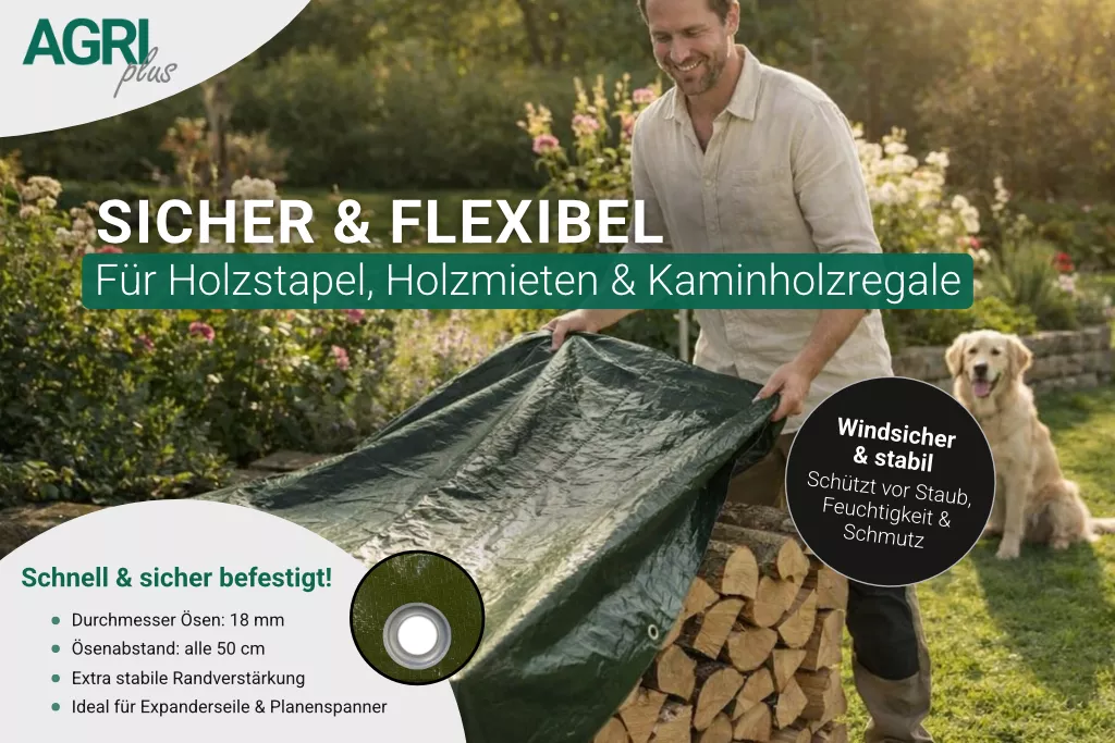 Holzabdeckplane mit Ösen 1,50 x 6 m, 210 g/m² Holzabdeckplane mit Ösen 1,50 x 6 m, 210 g/m²