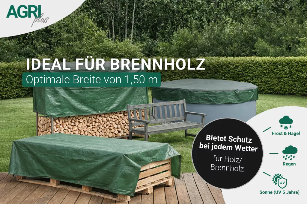 Holzabdeckplane mit Ösen 1,50 x 6 m, 210 g/m² Holzabdeckplane mit Ösen 1,50 x 6 m, 210 g/m²