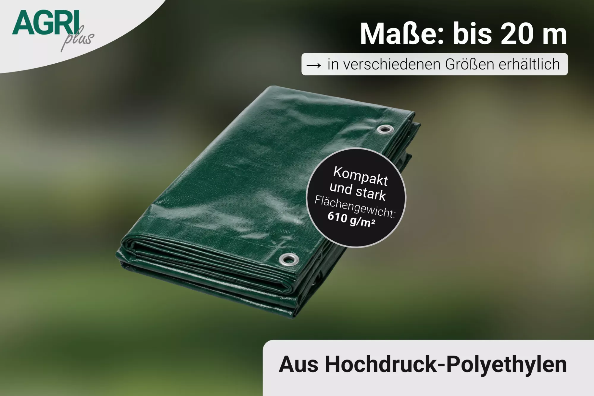 Holzabdeckplane mit Ösen 1,50 x 10 m, 610 g/m² Holzabdeckplane mit Ösen 1,50 x 10 m, 610 g/m²