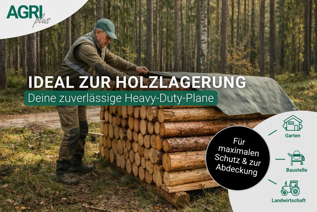 Holzabdeckplane mit Ösen 1,50 x 10 m, 900 g/m² Holzabdeckplane mit Ösen 1,50 x 10 m, 900 g/m²