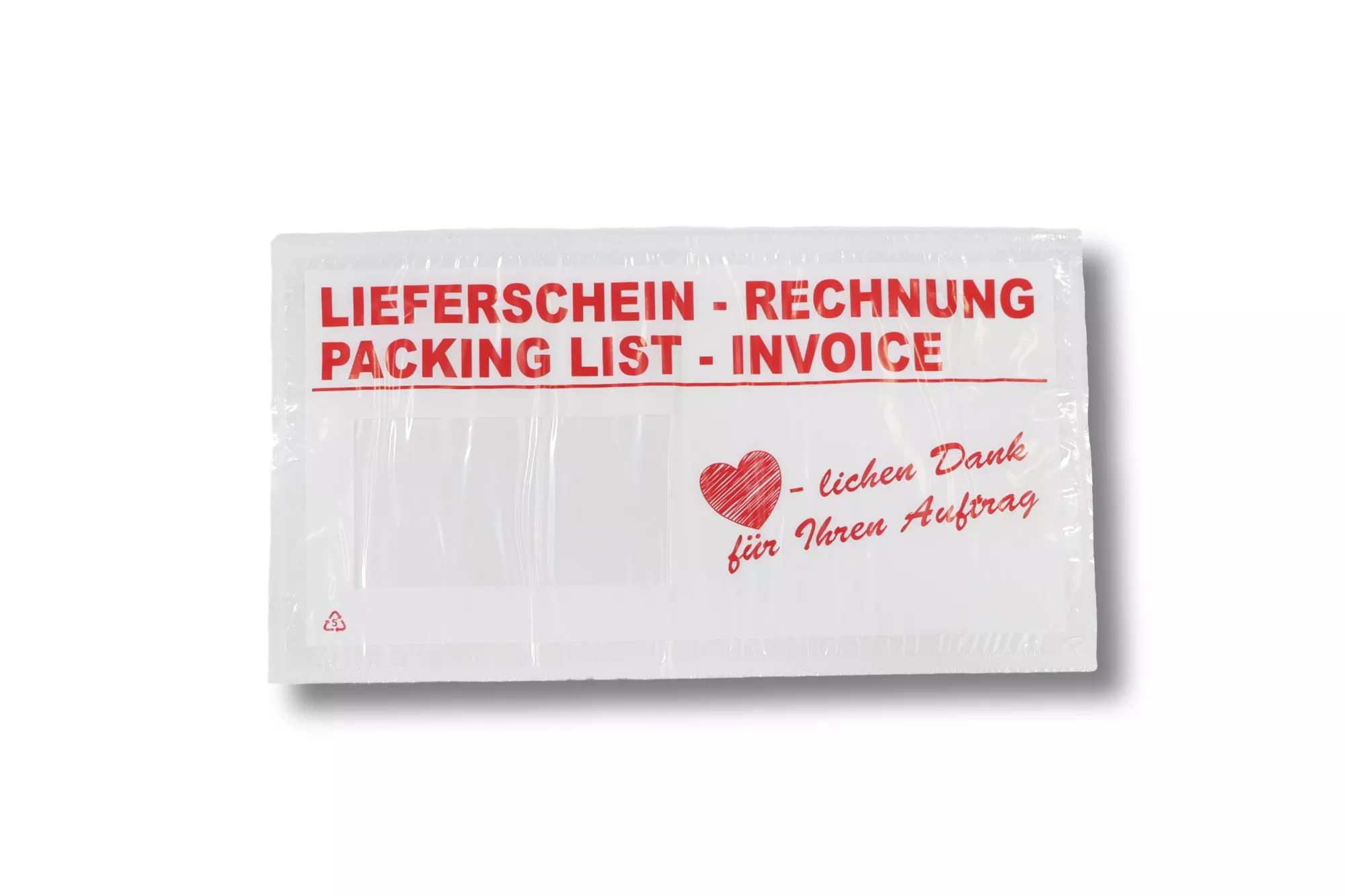 Lieferscheintaschen DIN Lang: Herzlichen Dank, 35 % Rezyklat Lieferscheintaschen DIN Lang: Herzlichen Dank, 35 % Rezyklat