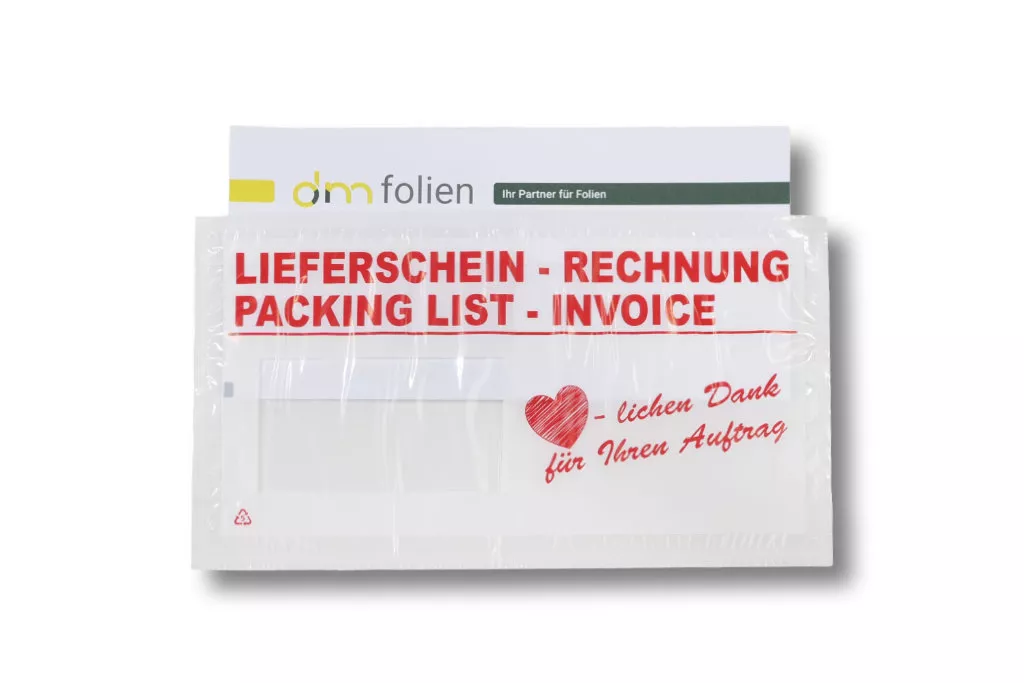 Lieferscheintaschen DIN Lang: Herzlichen Dank, 35 % Rezyklat Lieferscheintaschen DIN Lang: Herzlichen Dank, 35 % Rezyklat