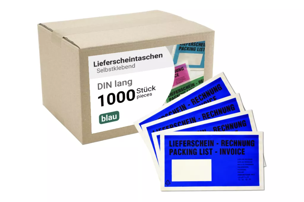 Lieferscheintaschen DIN Lang: Lieferschein/Rechnung, blau, 35 % Rezyklat