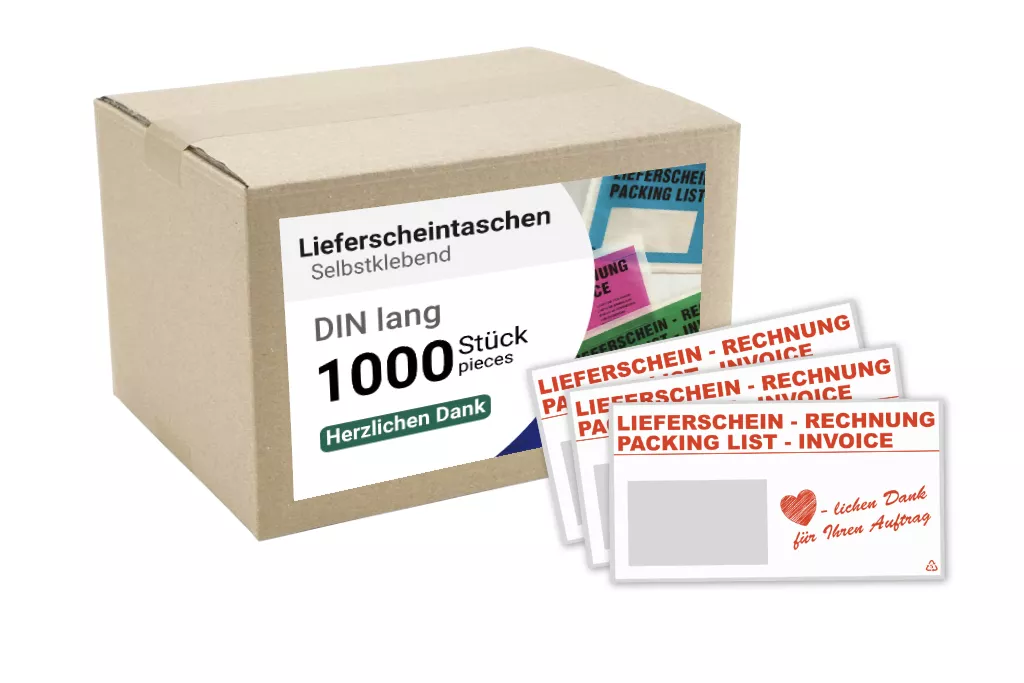 Lieferscheintaschen DIN Lang: Herzlichen Dank, 35 % Rezyklat