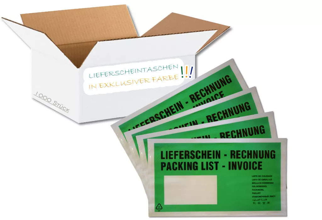 Lieferscheintaschen DIN Lang: Lieferschein/Rechnung, grün, 35 % Rezyklat Lieferscheintaschen DIN Lang: Lieferschein/Rechnung, grün, 35 % Rezyklat