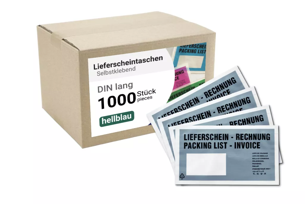 Lieferscheintaschen DIN Lang: Lieferschein/Rechnung, hellblau, 35 % Rezyklat