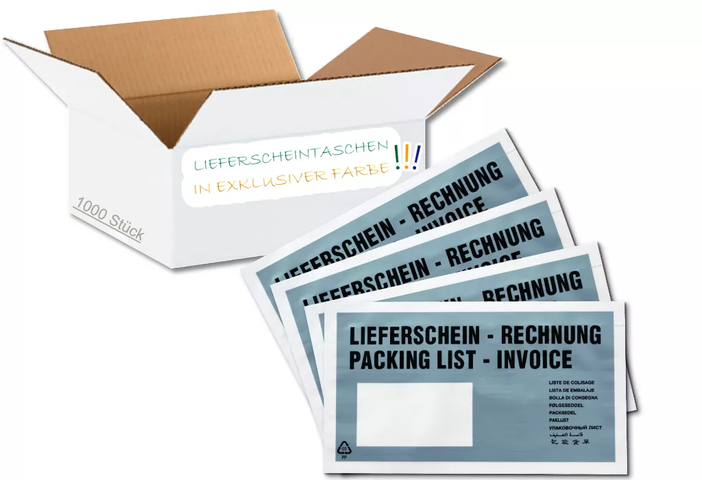 Lieferscheintaschen DIN Lang: Lieferschein/Rechnung, hellblau, 35 % Rezyklat