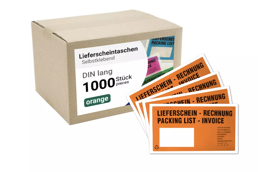 Lieferscheintaschen DIN Lang: Lieferschein/Rechnung, orange, 35 % Rezyklat