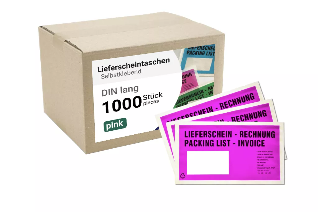Lieferscheintaschen DIN Lang: Lieferschein/Rechnung, pink, 35 % Rezyklat