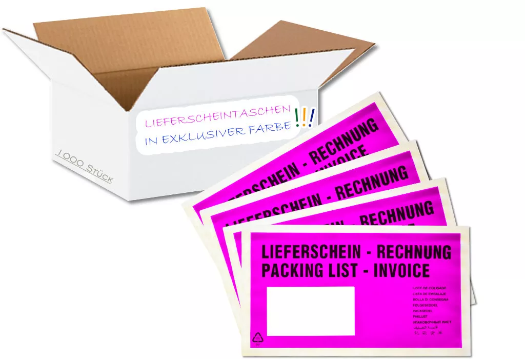 Lieferscheintaschen DIN Lang: Lieferschein/Rechnung, pink, 35 % Rezyklat Lieferscheintaschen DIN Lang: Lieferschein/Rechnung, pink, 35 % Rezyklat