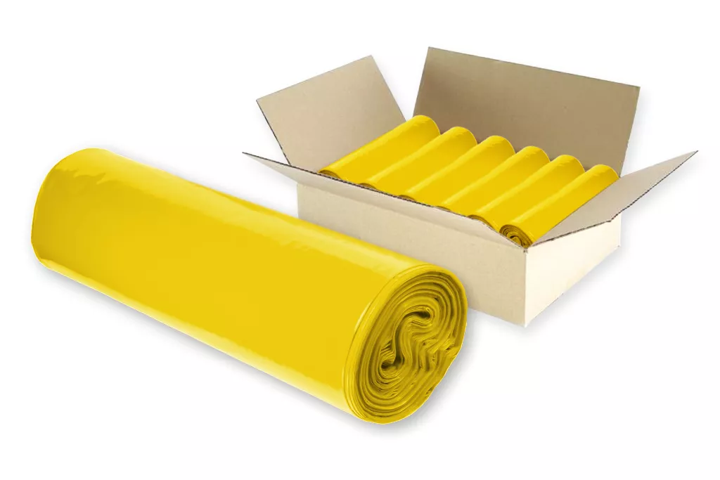 Müllsäcke, 120 Liter, gelb, Typ 60 (32 µ), 700 x 1100 mm, 95 % Rezyklat Müllsäcke, 120 Liter, gelb, Typ 60 (32 µ), 700 x 1100 mm, 95 % Rezyklat