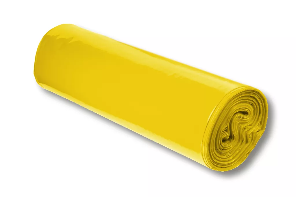Müllsäcke, 120 Liter, gelb, Typ 60 (32 µ), 700 x 1100 mm, 95 % Rezyklat
