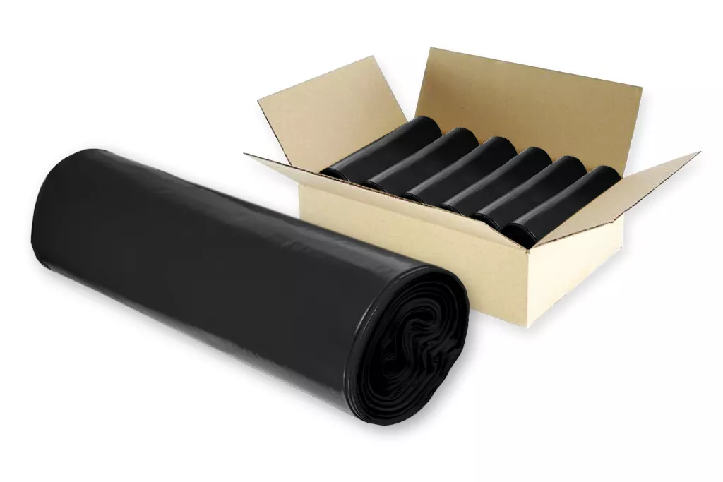 Müllsäcke, 120 Liter, schwarz, Typ 60 (34 µ), 700 x 1100 mm, 95 % Rezyklat Müllsäcke, 120 Liter, schwarz, Typ 60 (34 µ), 700 x 1100 mm, 95 % Rezyklat