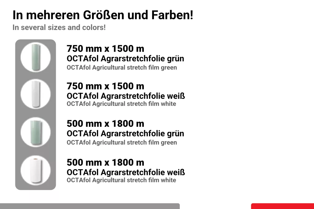 OCTAfol Agrarstretchfolie, 500 mm / 1800 m, weiß