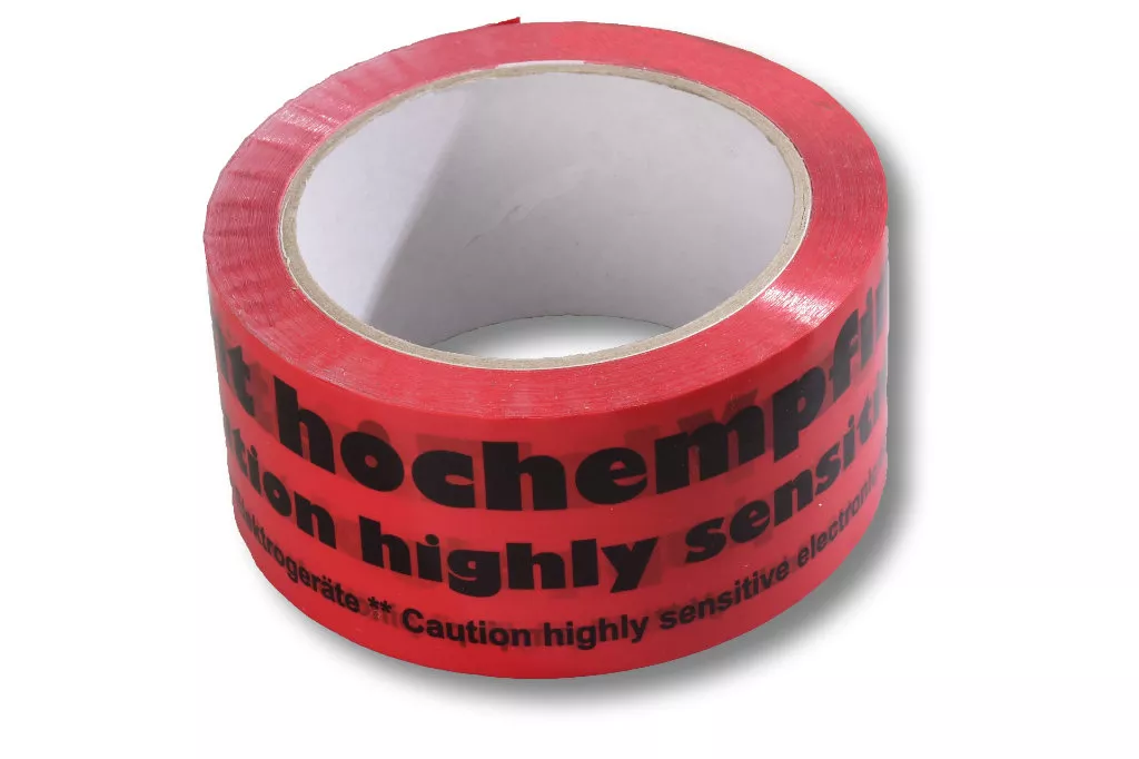 PP-Packband, 50 mm / 66 m, "Vorsicht hochempfindliche elektrische Geräte" PP-Packband, 50 mm / 66 m, "Vorsicht hochempfindliche elektrische Geräte"