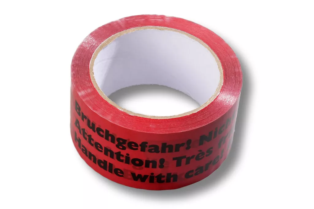 PP-Packband, 50 mm / 66 m, "Bruchgefahr!" PP-Packband, 50 mm / 66 m, "Bruchgefahr!"