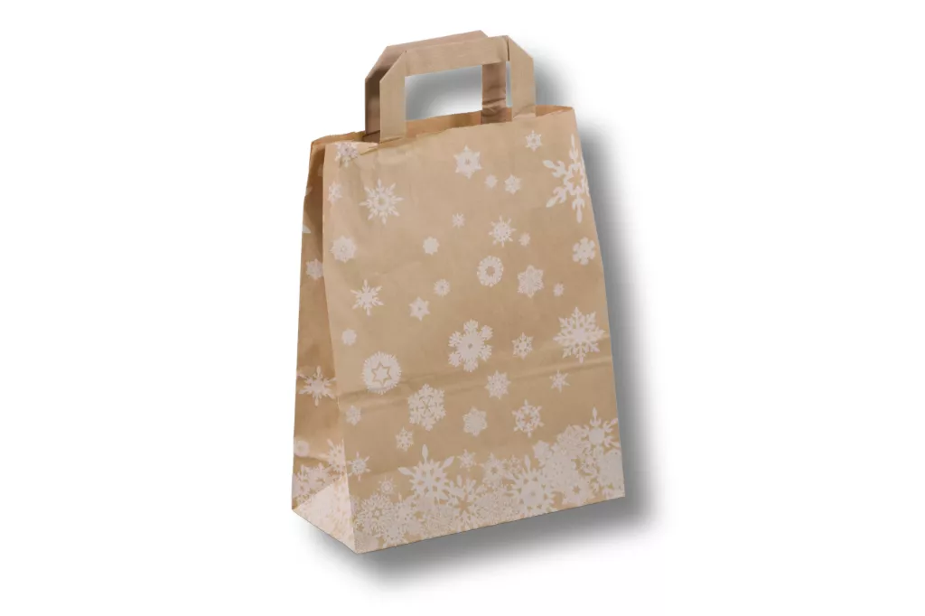 Papiertragetaschen, 22 + 10 x 28 cm, "Weihnachten-Schneeflocke" Papiertragetaschen, 22 + 10 x 28 cm, "Weihnachten-Schneeflocke"