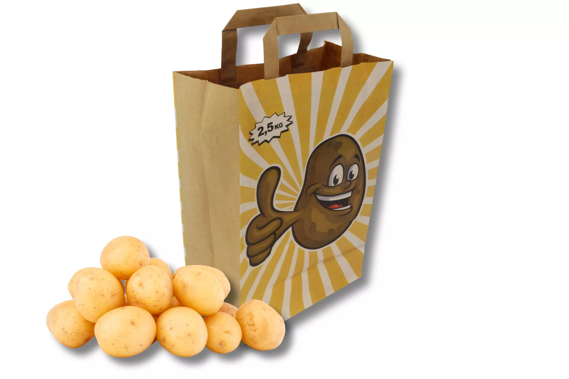 Papiertragetaschen 1,5 kg "Happy Potato" Papiertragetaschen 1,5 kg "Happy Potato"