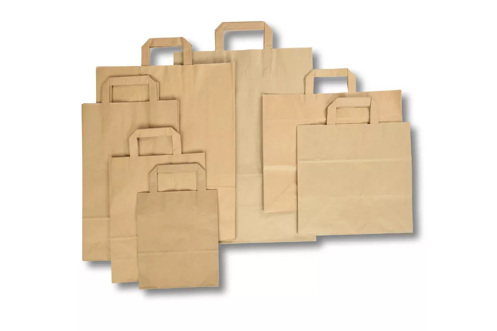 Papiertragetaschen, 18 + 8 x 22 cm, braun Papiertragetaschen, 18 + 8 x 22 cm, braun
