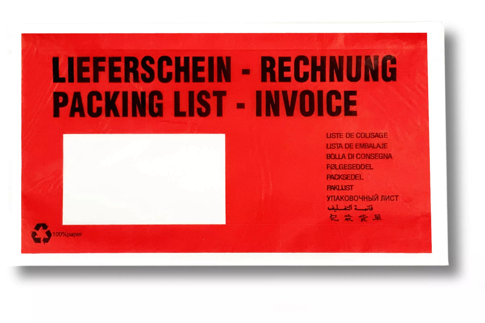 Lieferscheintaschen DIN Lang: Lieferschein/Rechnung, rot, Pergamin-Papier Lieferscheintaschen DIN Lang: Lieferschein/Rechnung, rot, Pergamin-Papier