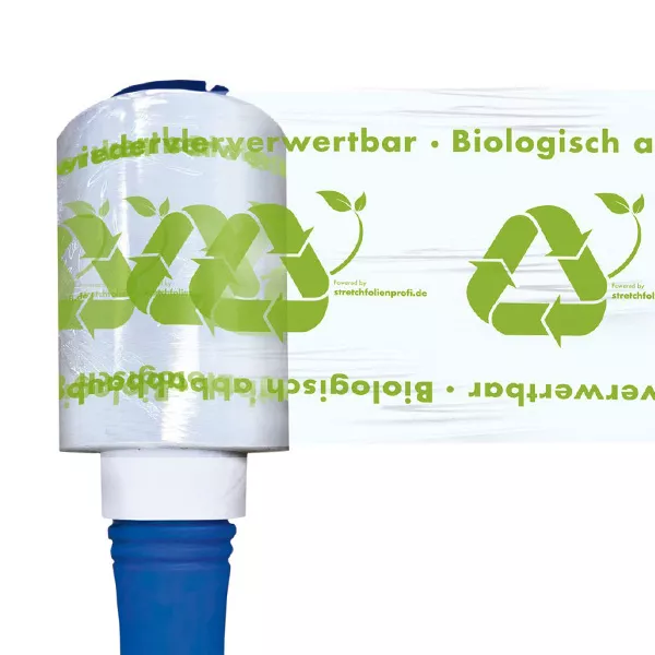 Individuell bedruckte Bündelstretchfolie Bio Bedruckte Bündelstretchfolie mit grünem Aufdruck