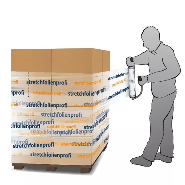 Handstretchfolie transparent 2-farbig bedruckt 2-farbig bedruckte Handstretchfolie transparent